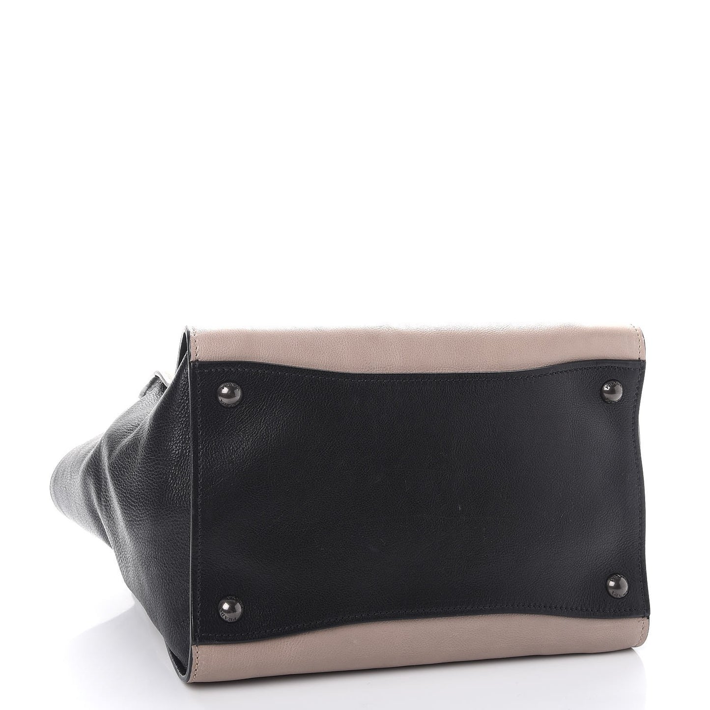 Glace Calf Bi-Color Twin Pocket Tote Pomice Black