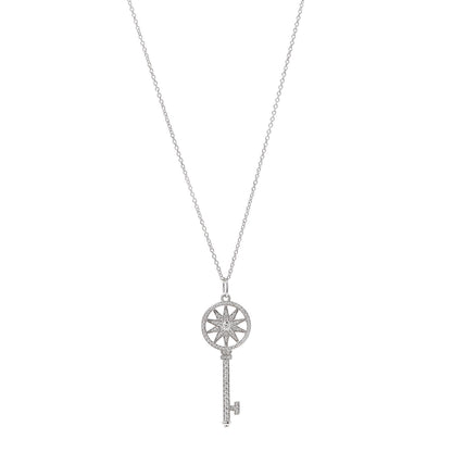 Tiffany Platinum Diamond Star Key Pendant Necklace 1 of 6