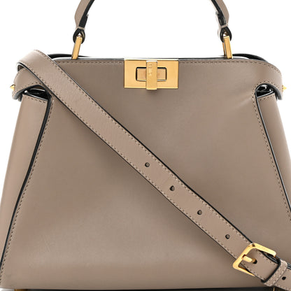 Fendi Vitello Tahiti Burro Medium Peekaboo Iconic Essentially Satchel Tortora Black 9 of 18