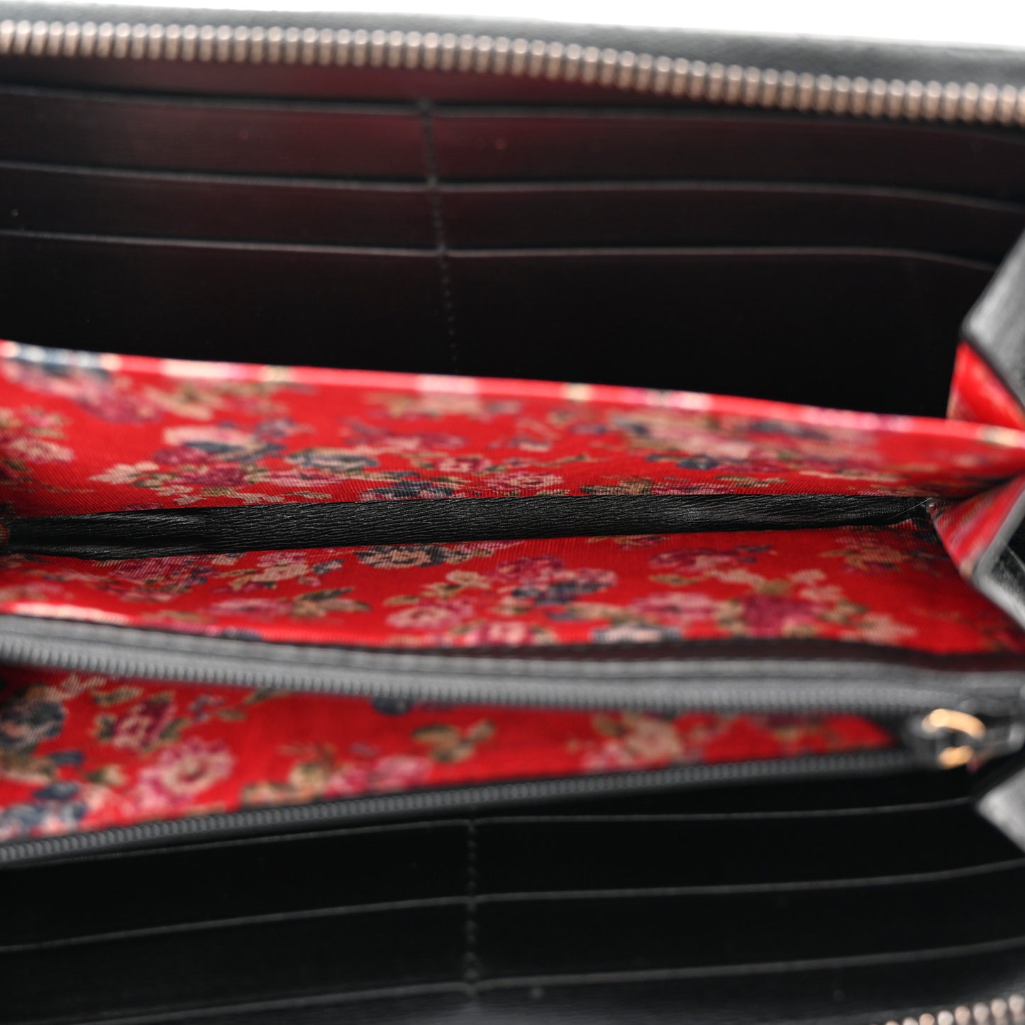 Calfskin Web Trapuntata GG Zip Around Wallet Black