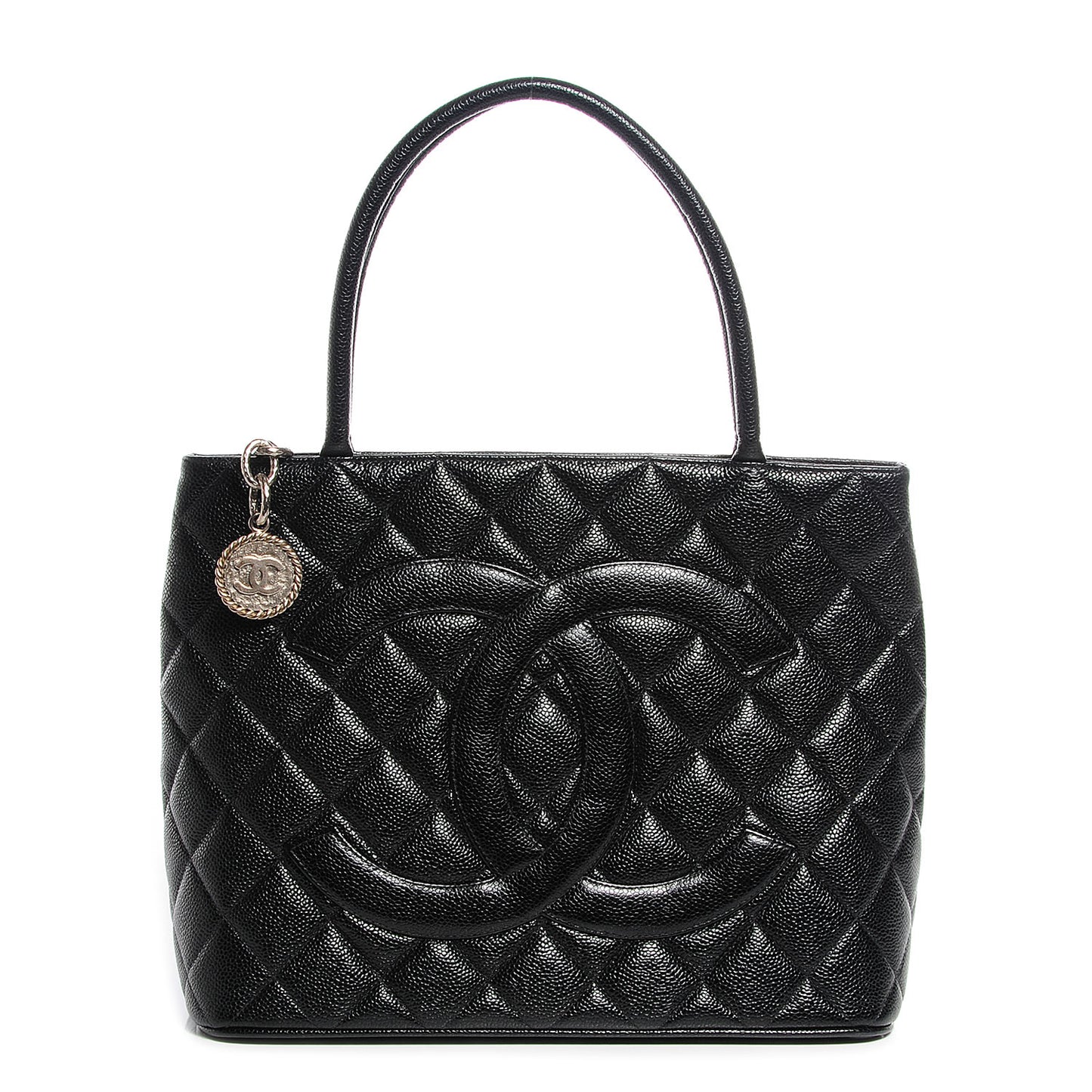 Caviar Quilted Medallion Tote Black