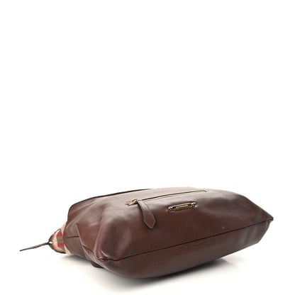 Burberry Soft Calfskin House Check Big Crush Tote Brown Ochre 4 of 21