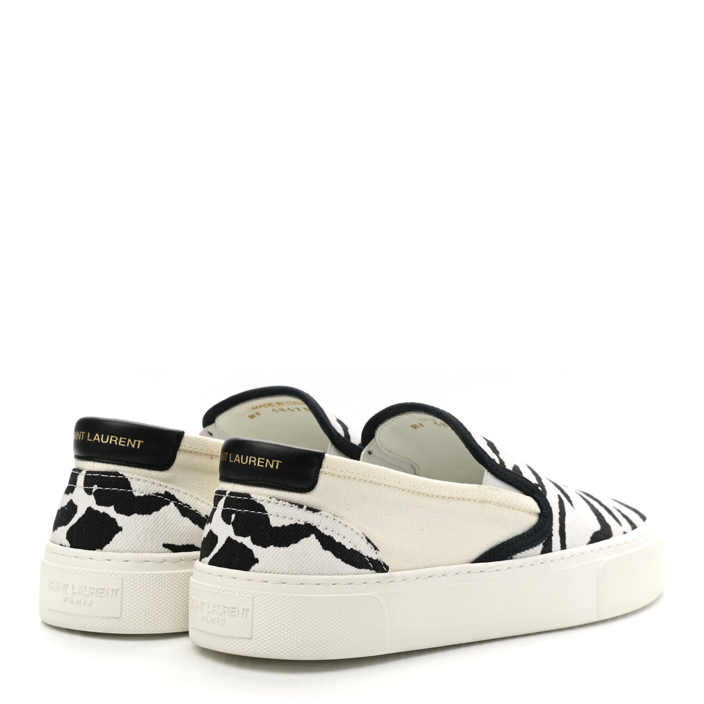 Canvas Zebra Print Mens Venice Slip On Sneakers 39 Black White