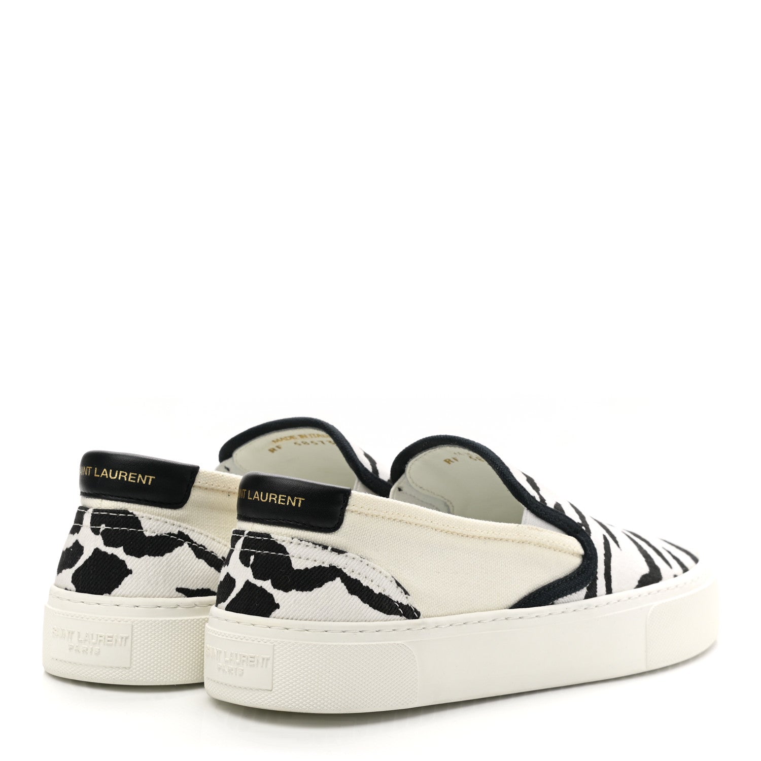 Saint Laurent Canvas Zebra Print Mens Venice Slip On Sneakers 39 Black White 4 of 8