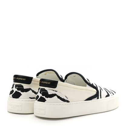 Saint Laurent Canvas Zebra Print Mens Venice Slip On Sneakers 39 Black White 4 of 8