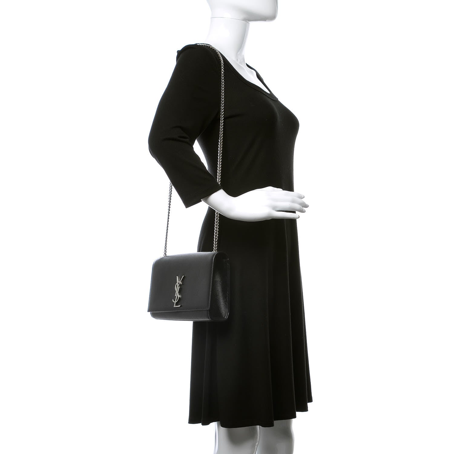 Saint Laurent Grain De Poudre Medium Classic Monogram Kate Satchel Black 2 of 10