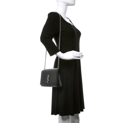Saint Laurent Grain De Poudre Medium Classic Monogram Kate Satchel Black 2 of 10