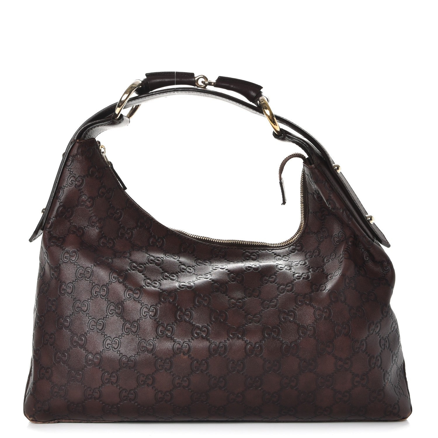 Gucci Guccissima Medium Horsebit Chain Hobo Dark Brown 1 of 12