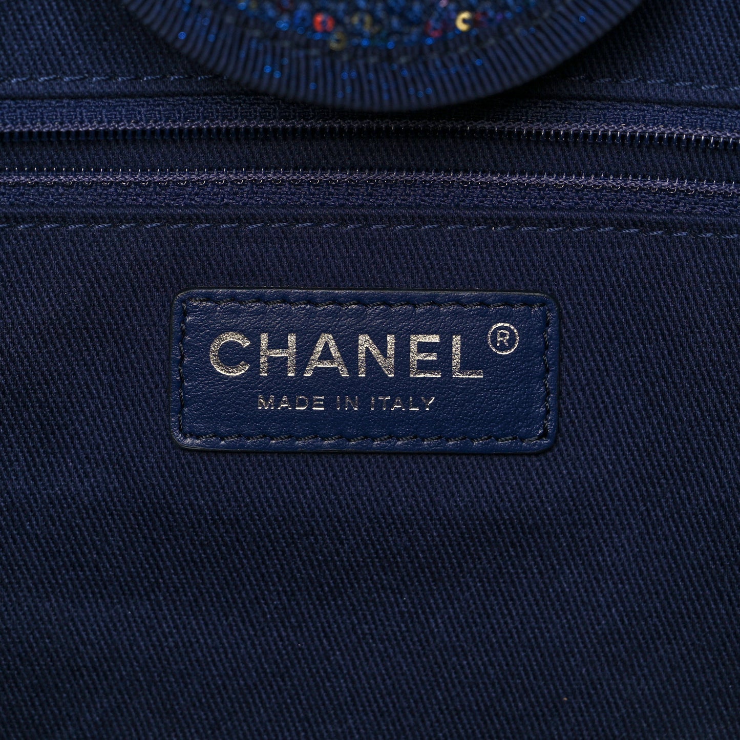 Calfskin Sequin Medium Deauville Tote Blue Multicolor