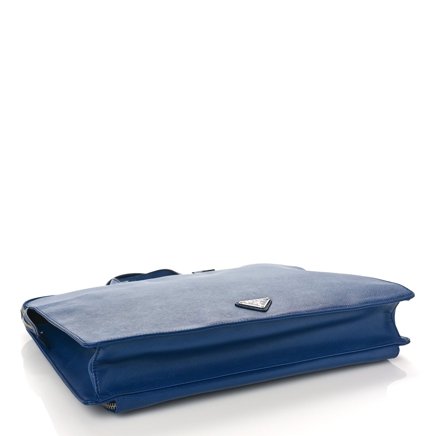Saffiano Cuir Travel Front Zip Pocket Briefcase Bluette