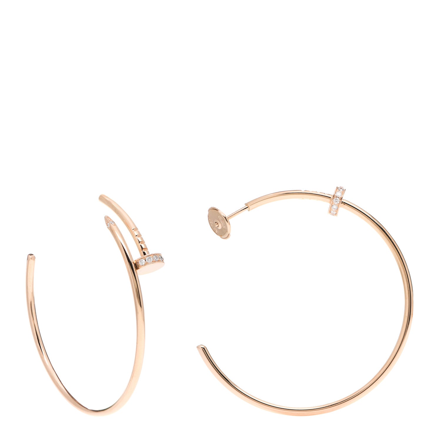 Cartier 18K Pink Gold Diamond Juste Un Clou Hoop Earrings 1 of 5
