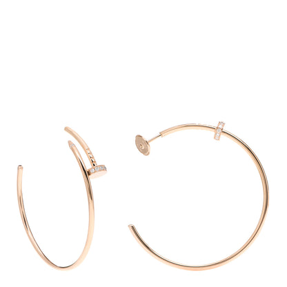 Cartier 18K Pink Gold Diamond Juste Un Clou Hoop Earrings 1 of 5