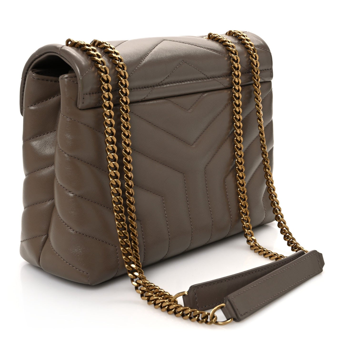 Calfskin Y Quilted Monogram Small Loulou Chain Satchel Dark Beige