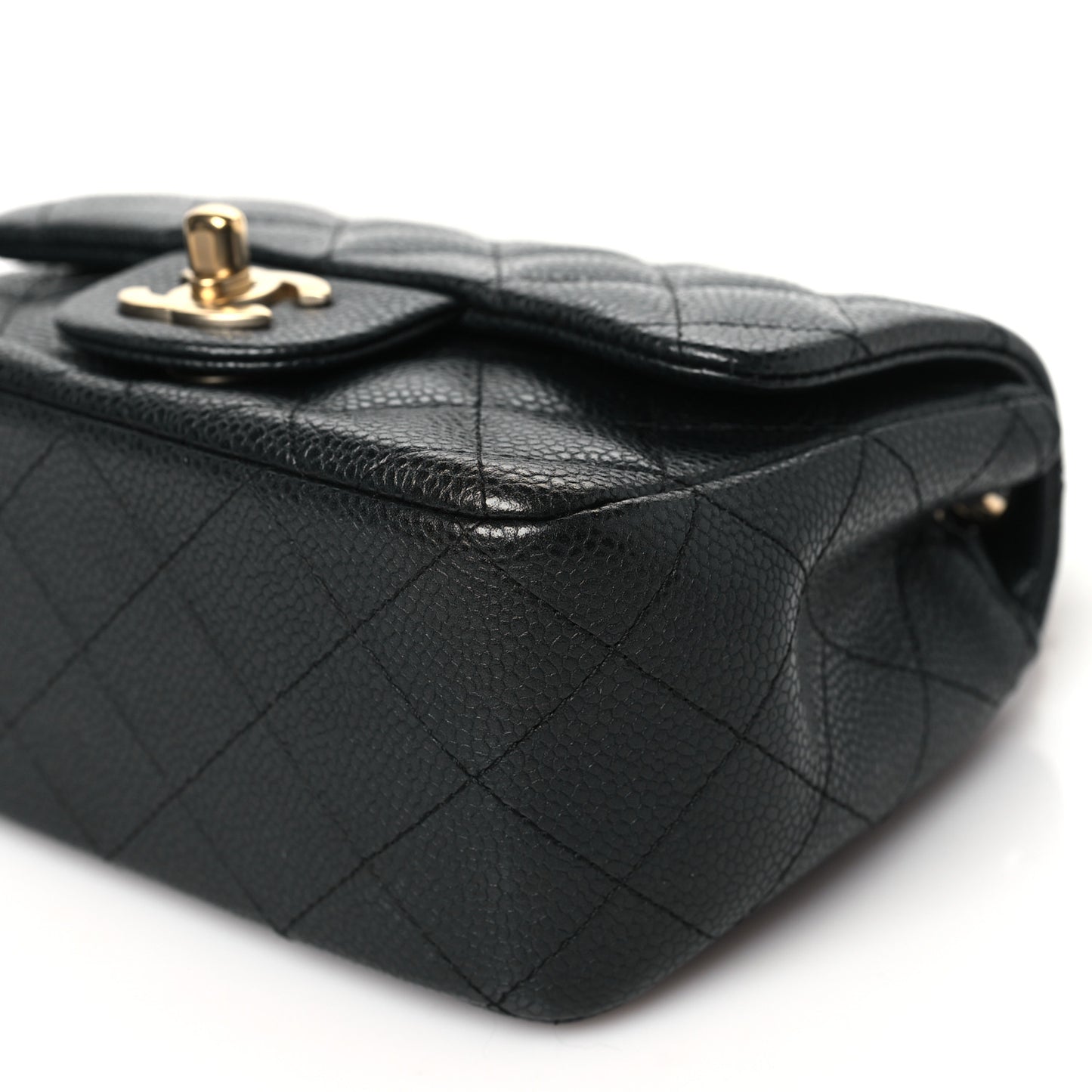 Caviar Quilted Mini Square Flap Dark Grey