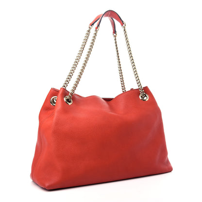 Gucci Pebbled Calfskin Medium Soho Chain Shoulder Bag Tabasco Red 3 of 11