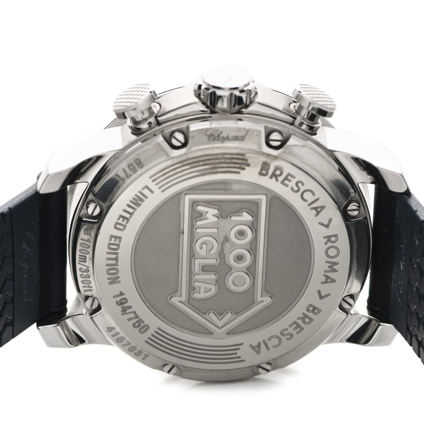 Stainless Steel Calfskin 44mm Mille Miglia Limited Edition Chronograph Automatic Watch Blue