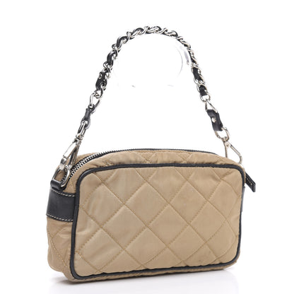 Prada Tessuto Nylon Saffiano Impunturato Quilted Pochette Cammello Black 3 of 9