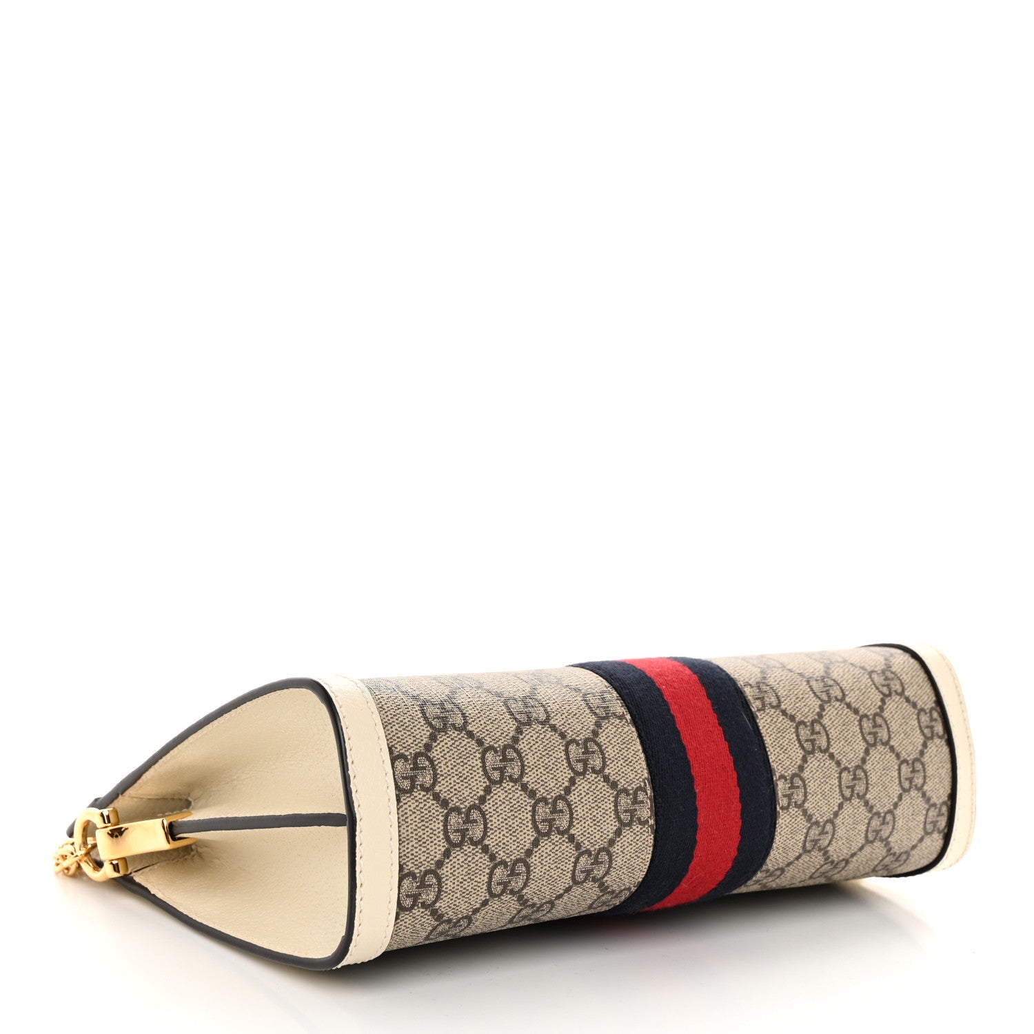 Gucci GG Supreme Monogram Textured Calfskin Web Small Ophidia Chain Shoulder Bag Beige Ebony Mystic White 4 of 10