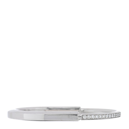 Tiffany 18K White Gold Diamond Tiffany Lock Half Pave Bangle Bracelet 1 of 5