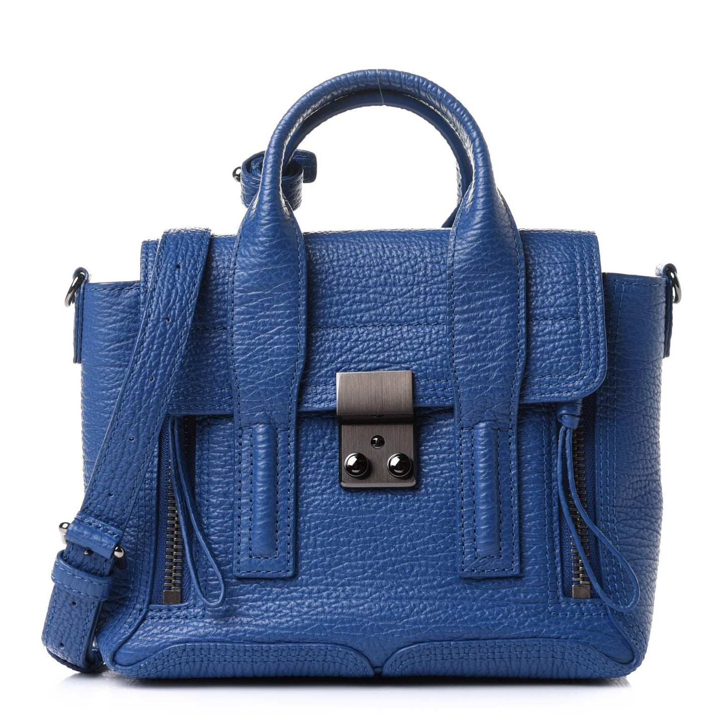 Textured Calfskin Mini Pashli Satchel Cerulean