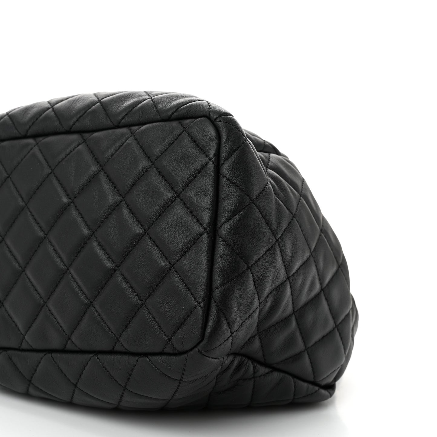 Lambskin Quilted CC Chain Drawstring Tote Black