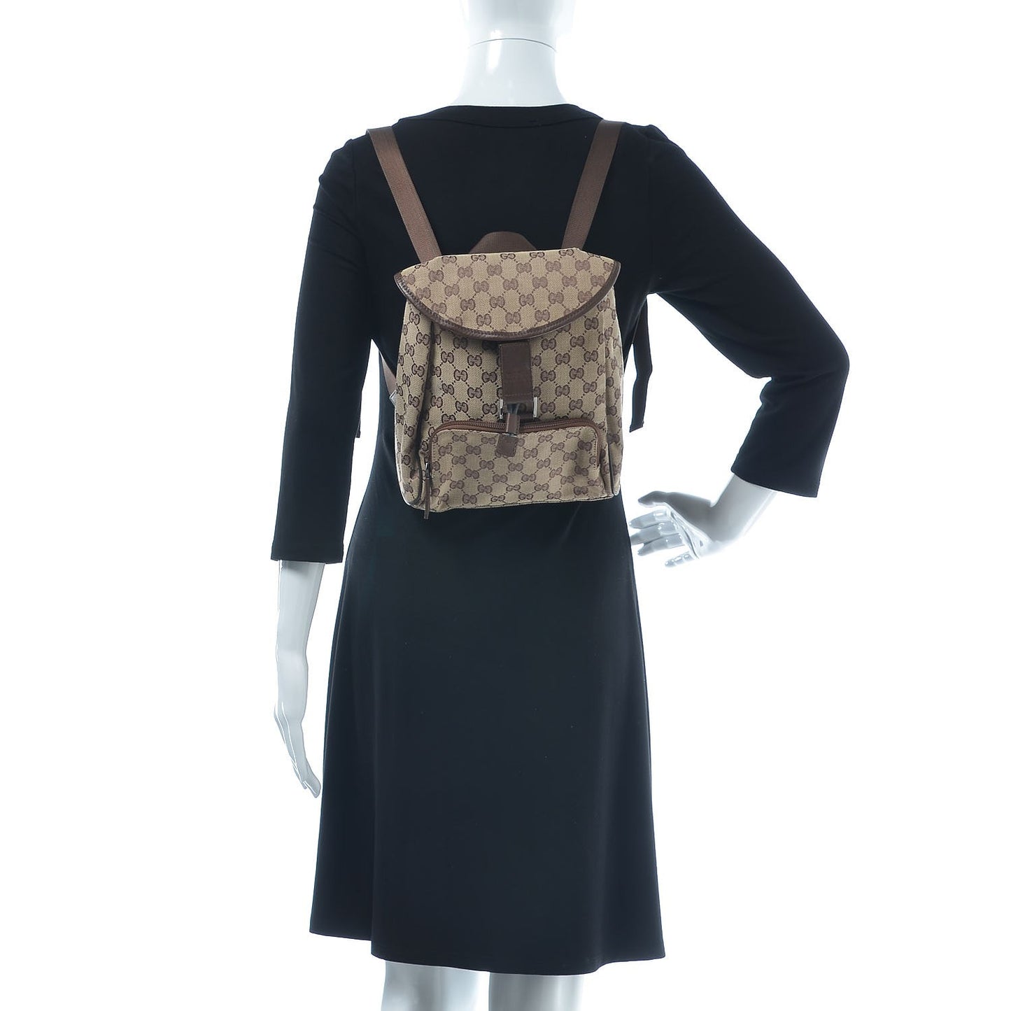 Monogram Flap Backpack Dark Brown