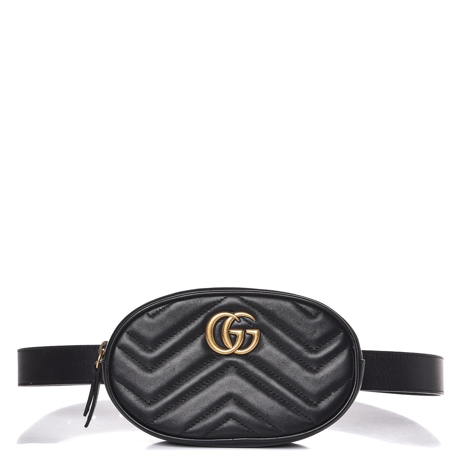 Gucci Calfskin Matelasse GG Marmont Belt Bag 85 34 Black 1 of 11