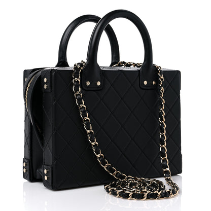Chanel Calfskin Quilted Studded Square Vanity Case Black 3 of 10