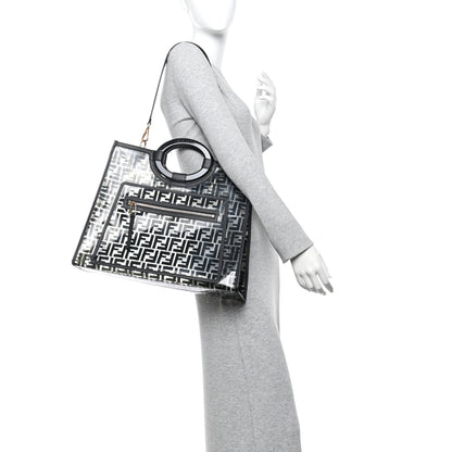 Fendi TPU FF Vitello Century Plexiglass Medium Runaway Shopper Tote Black 2 of 9
