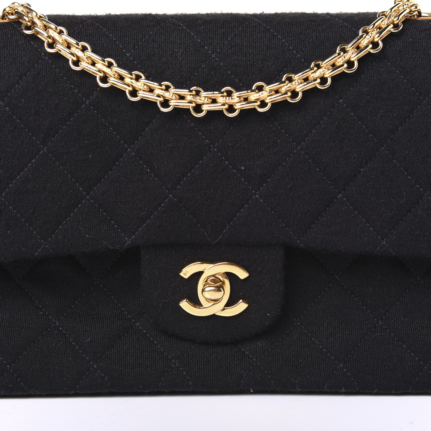 Jersey Quilted Medium Double Flap Black