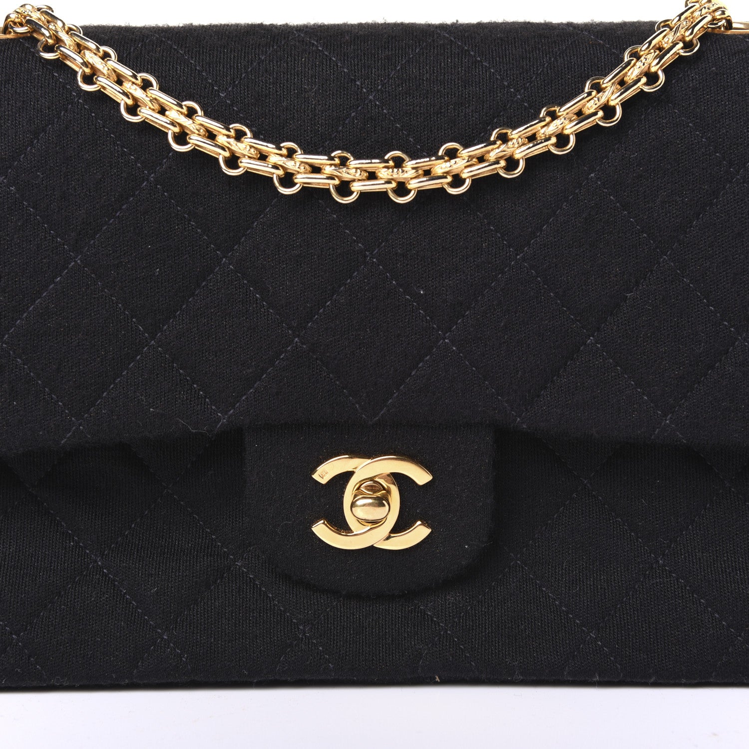 Chanel Jersey Quilted Medium Double Flap Black 11 of 19