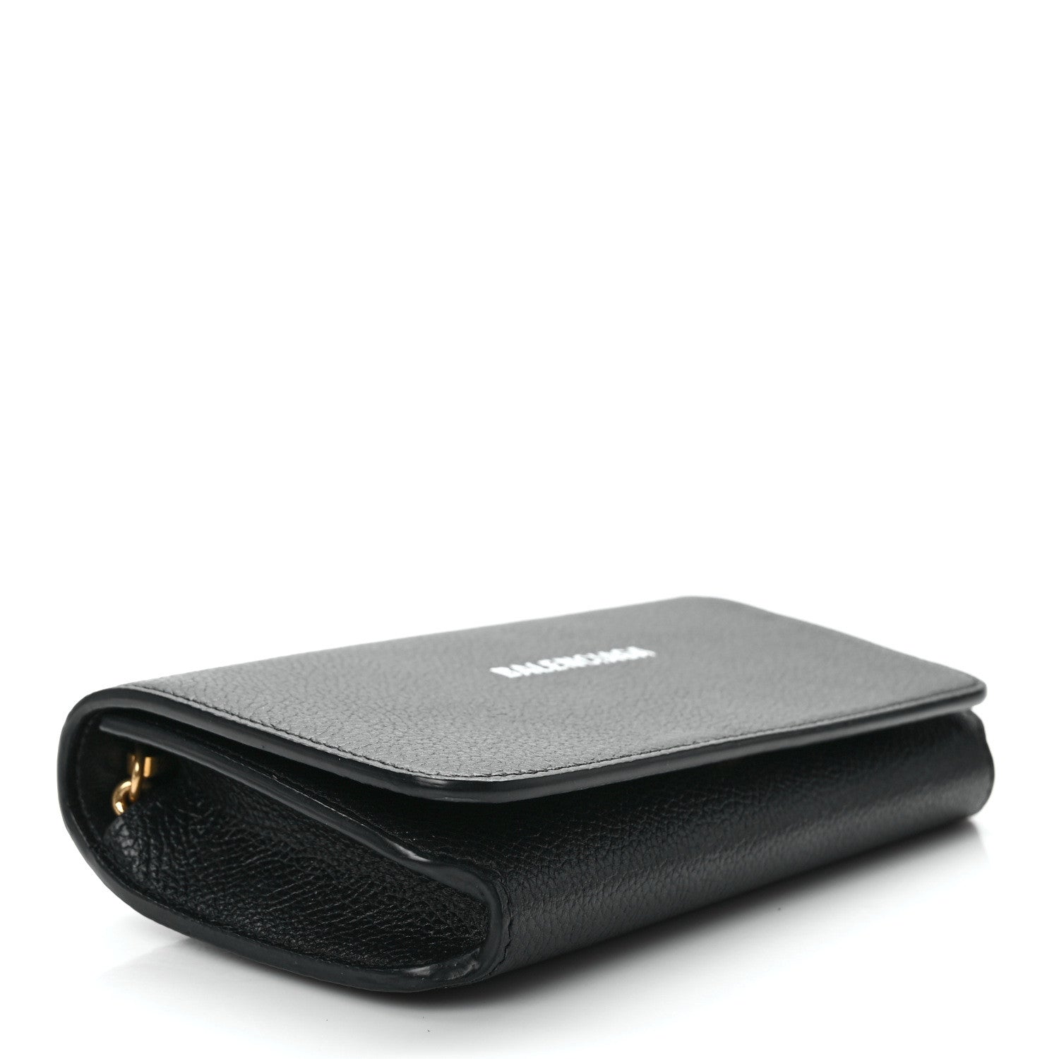 Balenciaga Grained Calfskin Logo Cash Phone Holder Wallet On Chain Black White 4 of 10