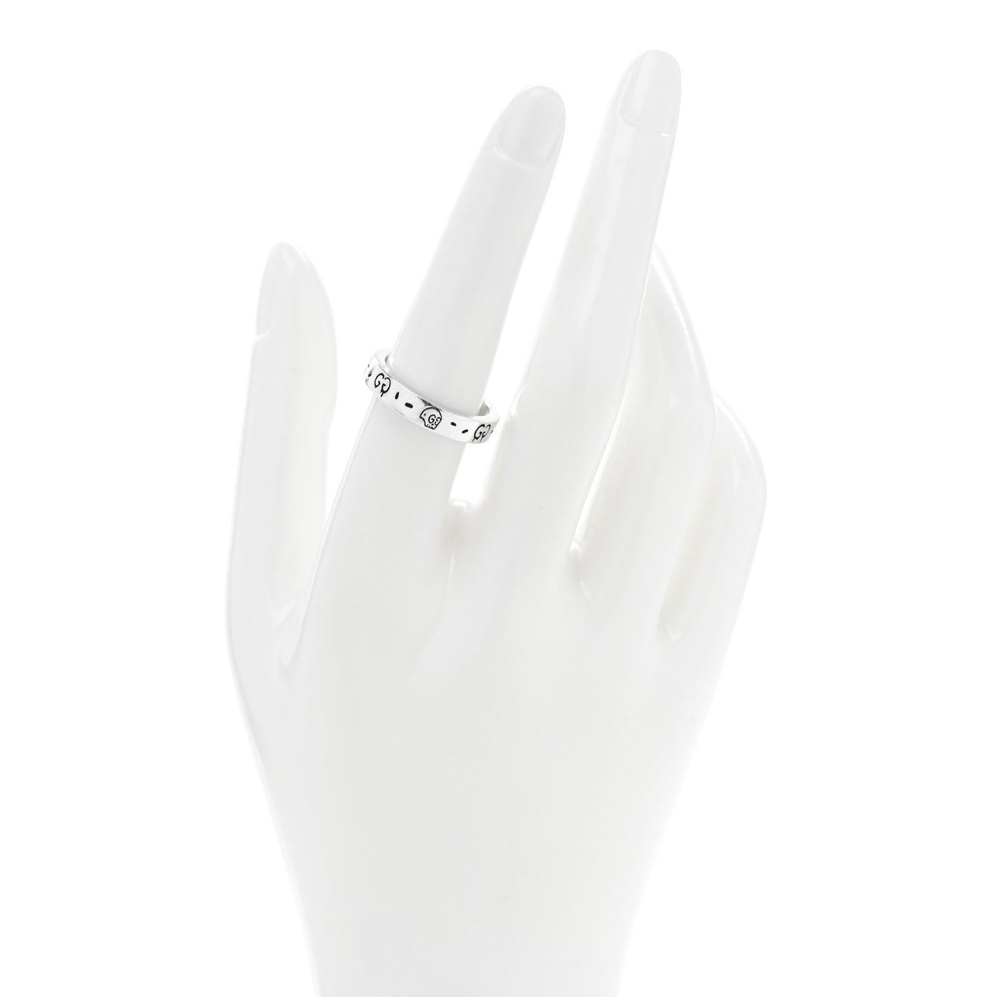 Sterling Silver 4mm GucciGhost Hamlet Skull Narrow Ring 56 7.5