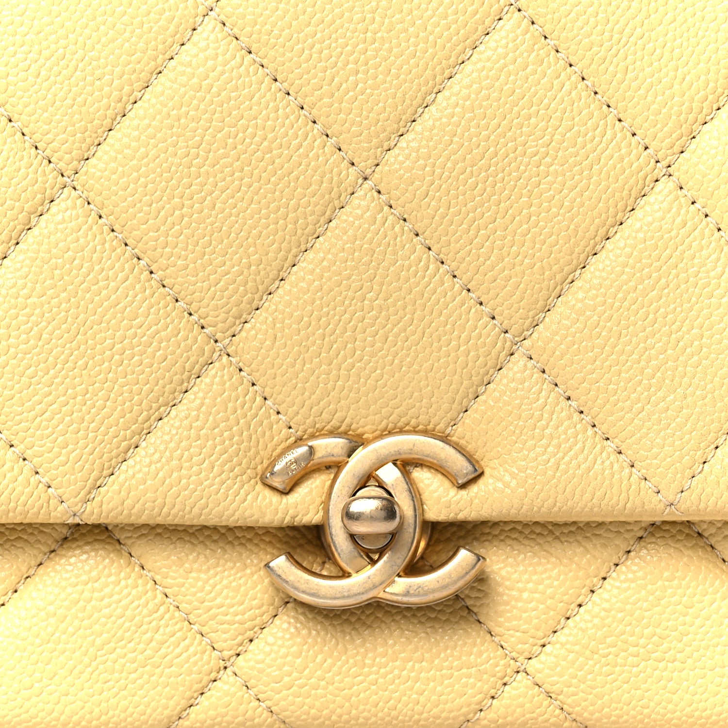 Chanel Shiny Caviar Quilted Small Chain Melody Flap Yellow 8 of 10