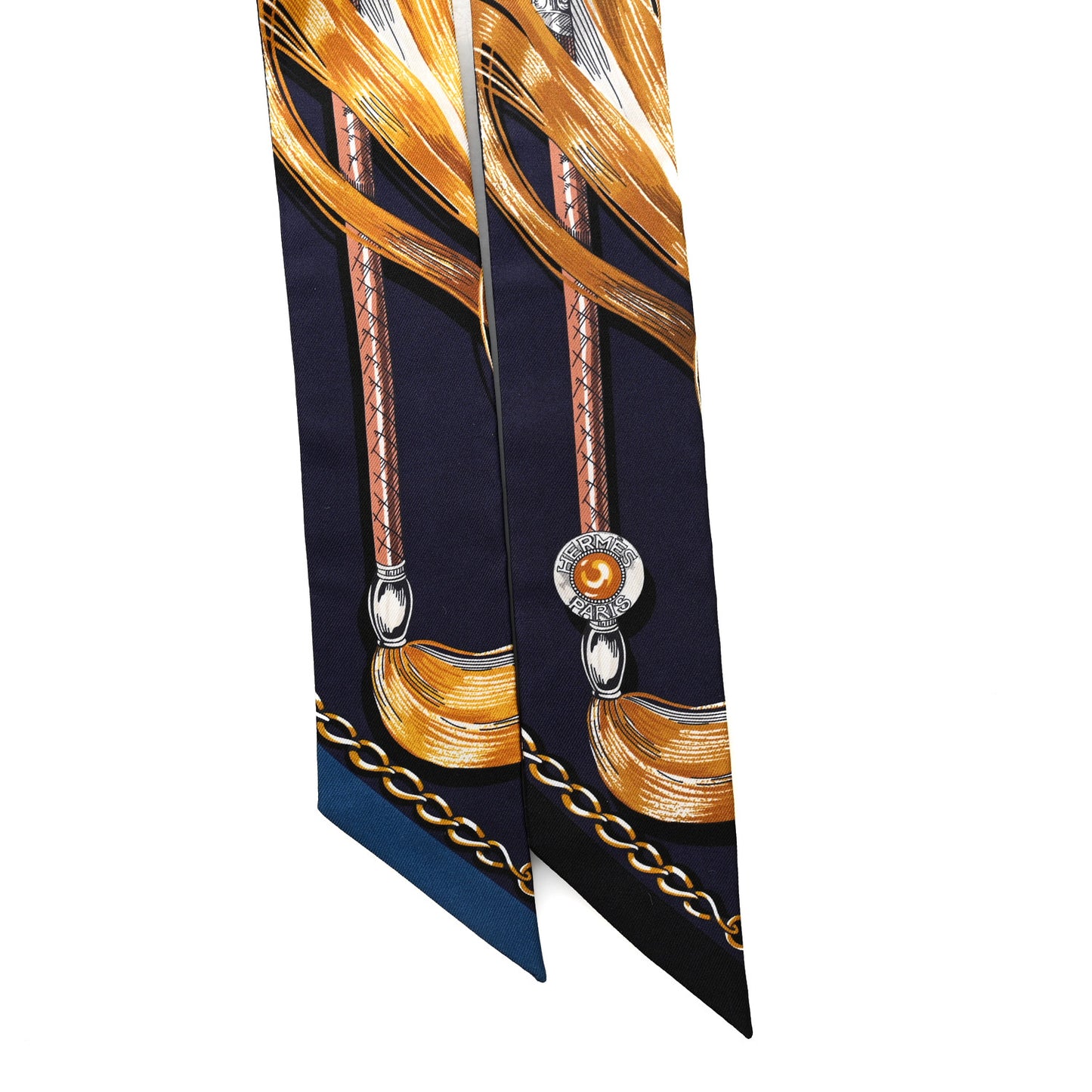 Silk Cavalcades Twilly Marine Gold Gris