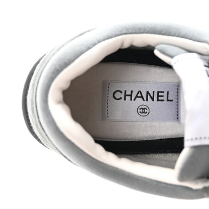 Chanel Fabric Suede Calfskin Quilted CC Sneakers 40 Dark Grey 8 of 10