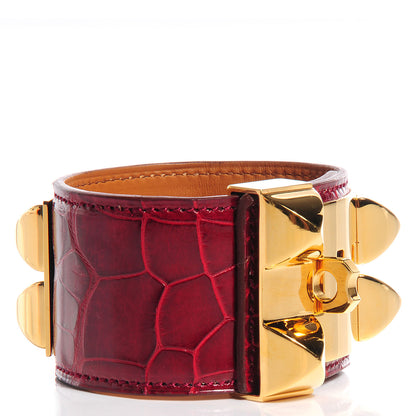 Hermes Shiny Alligator Collier De Chien CDC Bracelet Braise 3 of 7