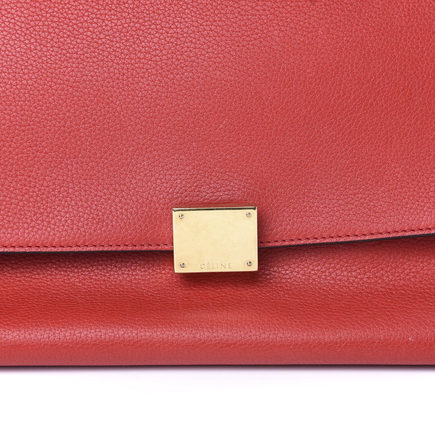 Drummed Calfskin Suede Large Trapeze Vermillion