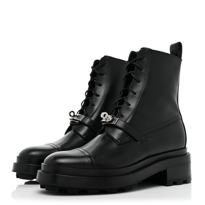 Hermes Glossed Calfskin Funk Ankle Boots 37.5 Black 3 of 11