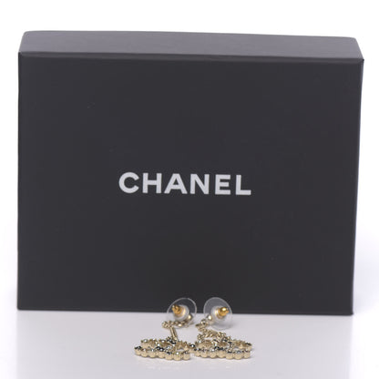 Chanel Crystal CC Drop Earrings Pink Grey Gold 5 of 5