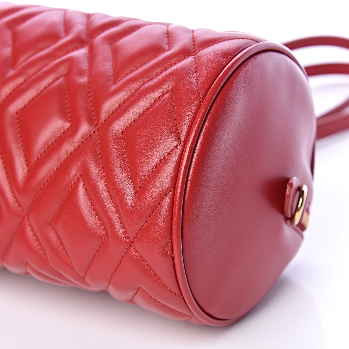 Soft Calf Quilted Cylinder Shoulder Bag Fuoco