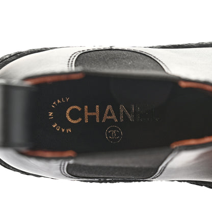 Chanel Calfskin Cap Toe CC Ankle Boots 37 Black 7 of 10