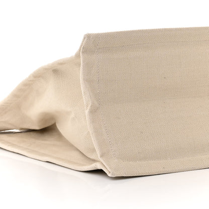 Saint Laurent Cotton Linen Calfskin Striped Rive Gauche Tote Water Green 9 of 12