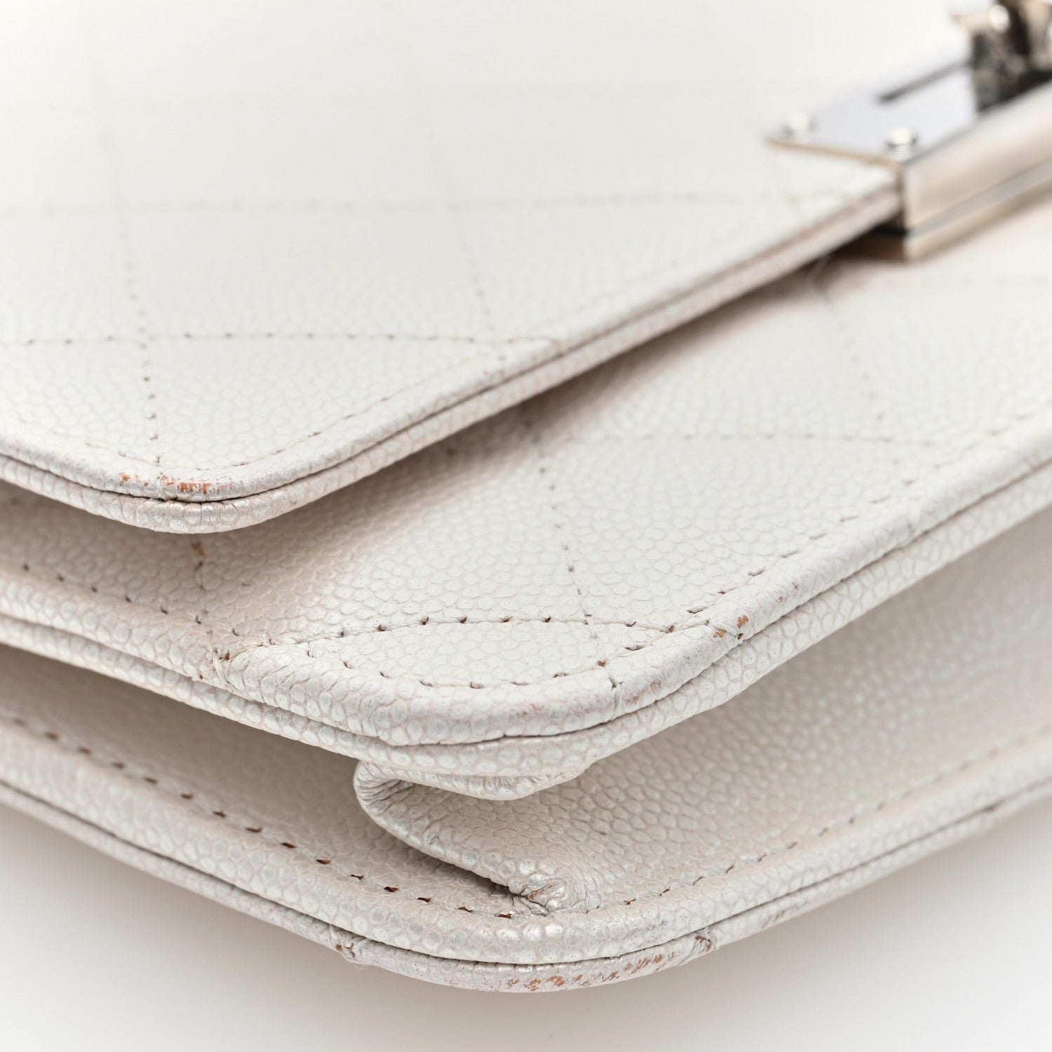 Chanel Iridescent Caviar Quilted Golden Class Wallet On Chain WOC White 8 of 9