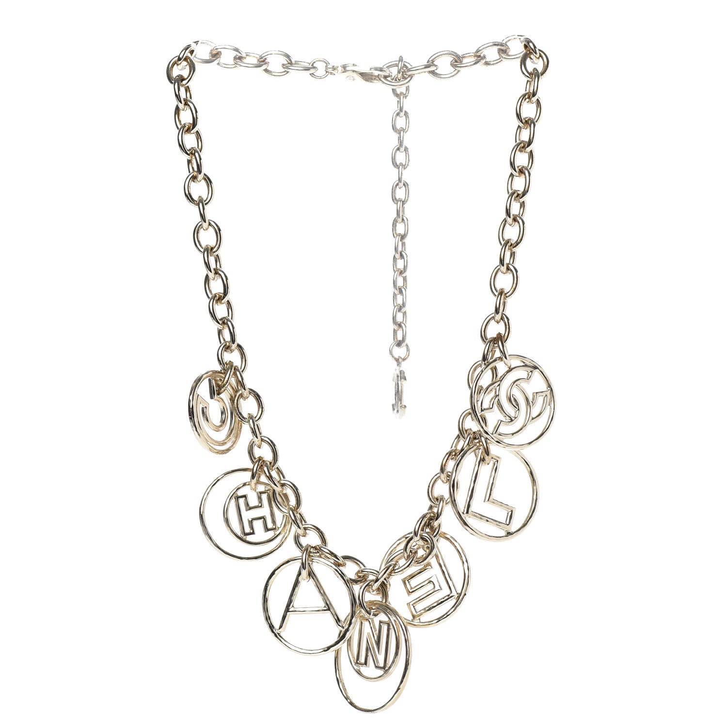 Chanel Metal Hoop Cuba Logo Necklace Gold 3 of 4