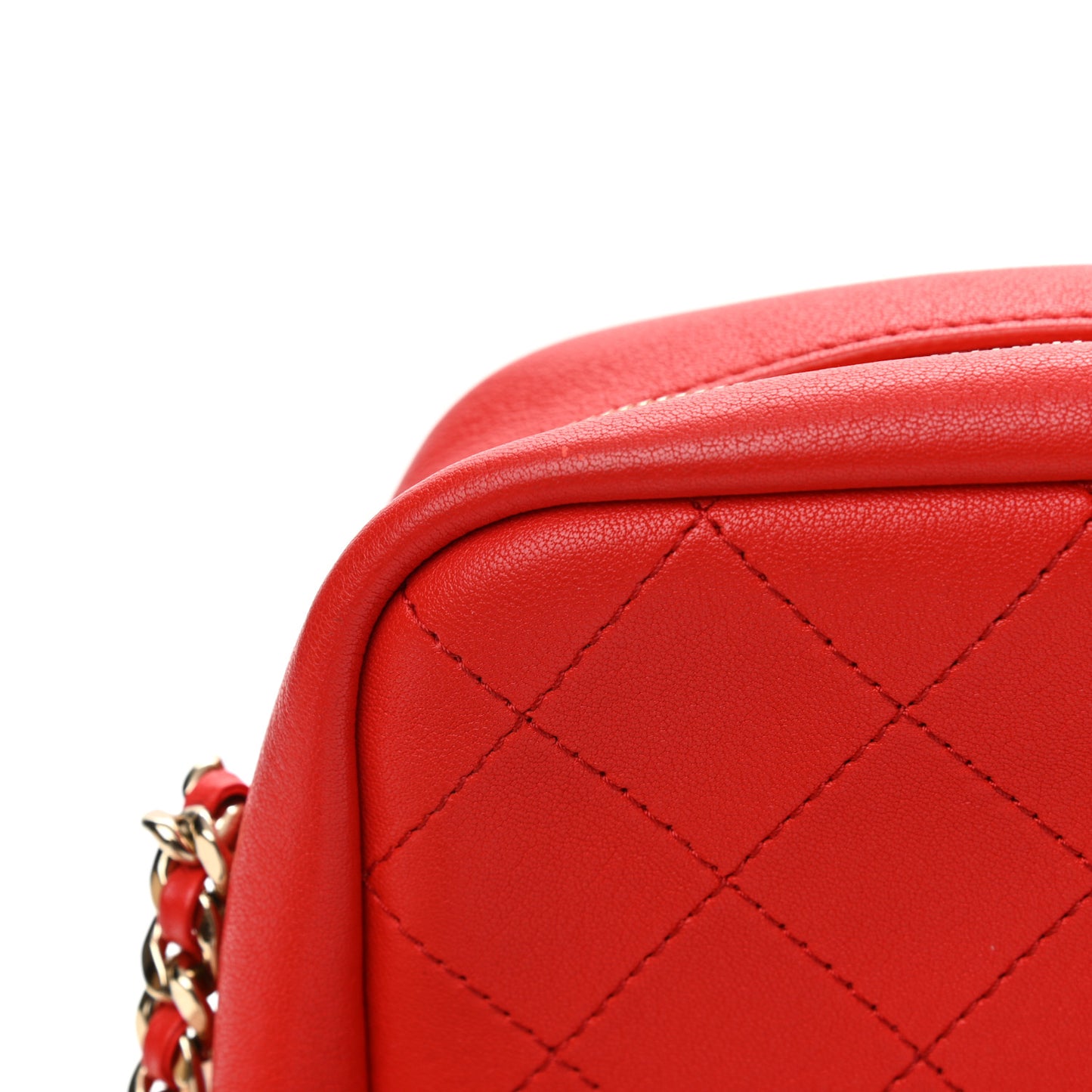 Goatskin Stitched Casual Trip North South Camera Case Red