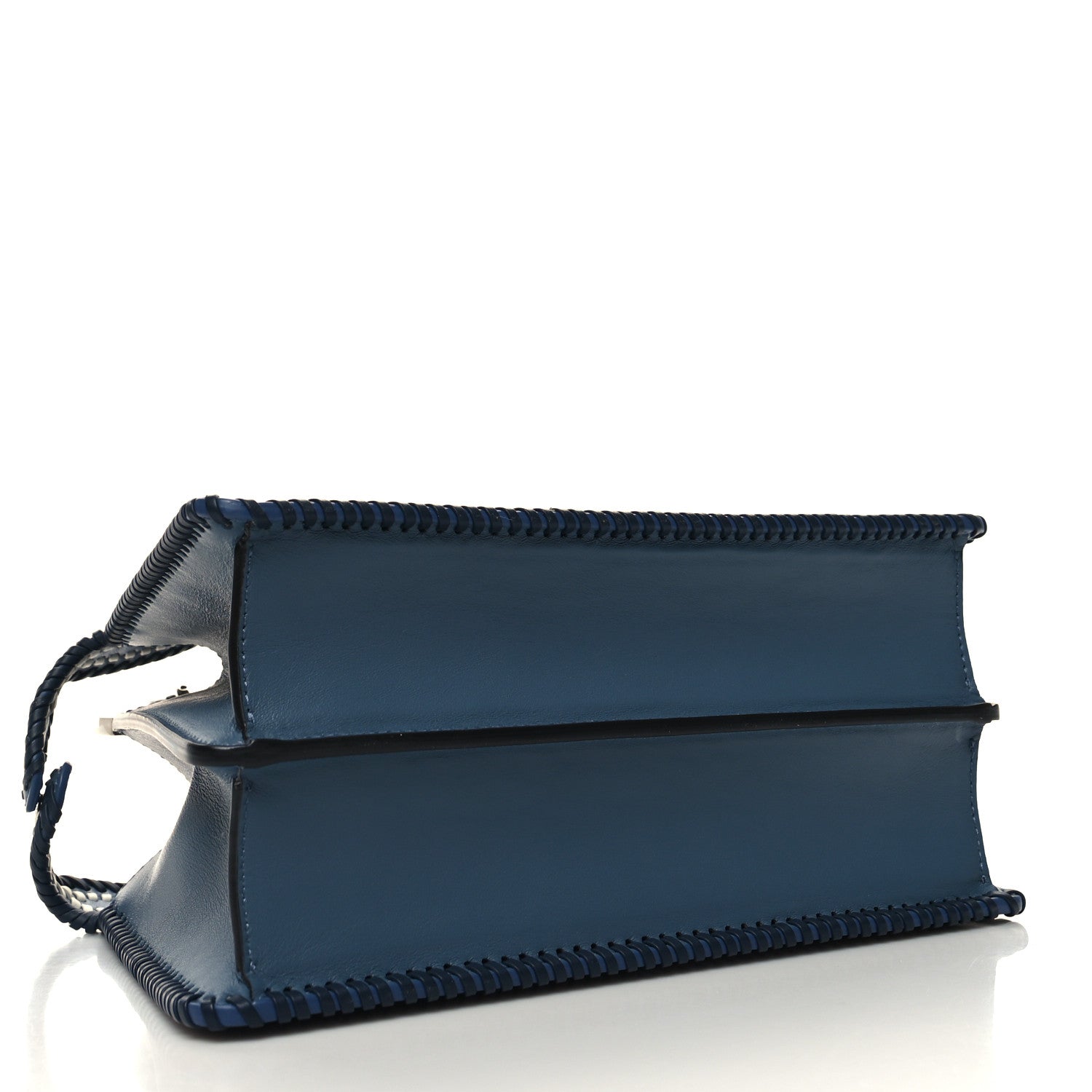 Fendi Vitello Grace Shiny Nappa Helix Woven Small Peekaboo I SEE U Satchel Mirto Dark Blue White Ice 4 of 12