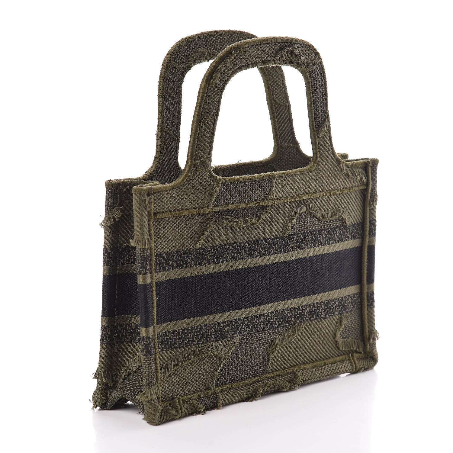 Christian Dior Canvas Embroidered Camouflage Mini Book Tote Green 3 of 8