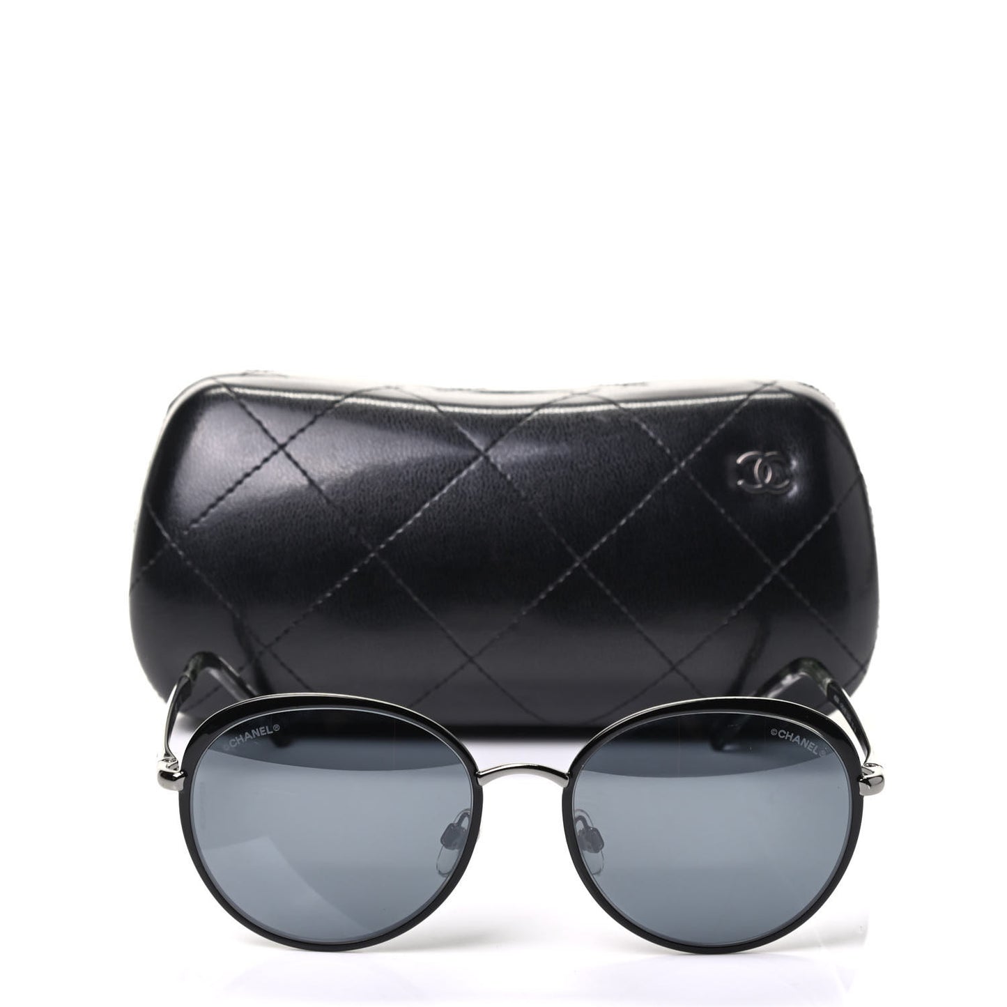 Round Spring Sunglasses 4206 Black Silver