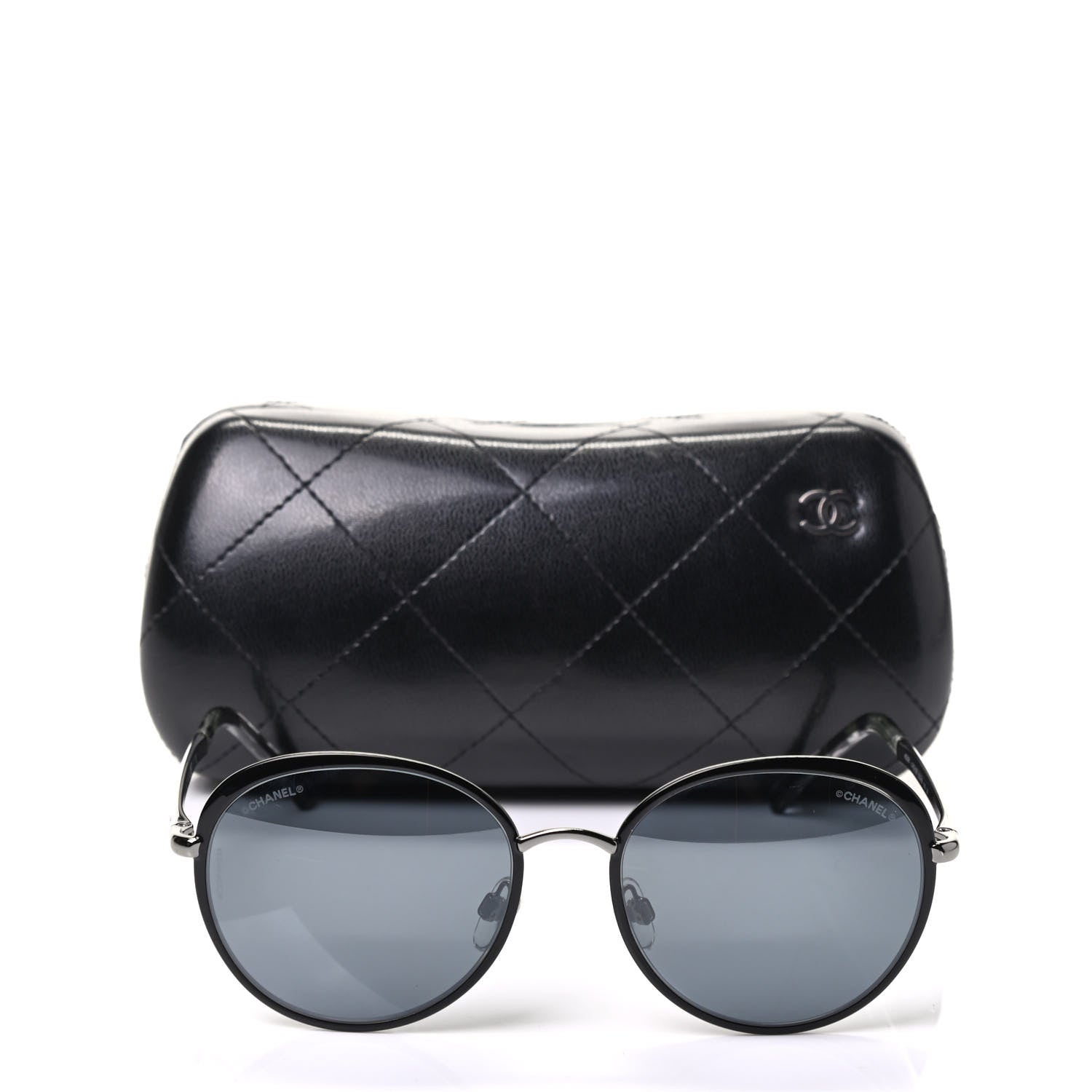 Chanel Round Spring Sunglasses 4206 Black Silver 8 of 8